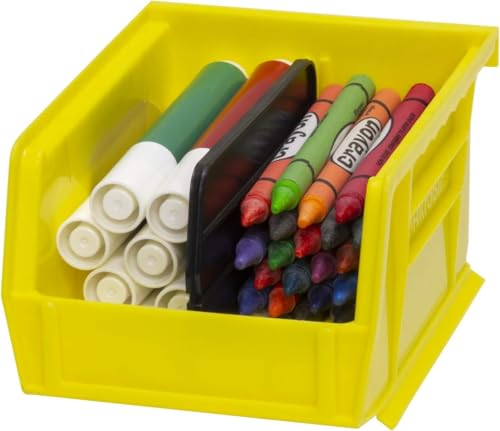 Akro-Mils 30210 AkroBins Plastic Storage Bin Hanging Stacking Containers, (5-Inch x 4-Inch x 3-Inch), Yellow, 24-Pack - color: Yellow
