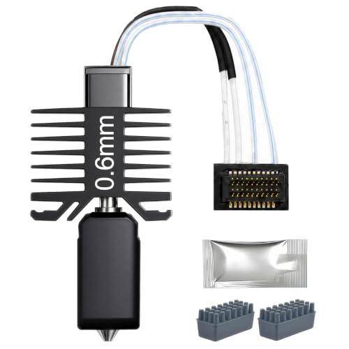 0.6mm All-Metal Hotend Kit for Bambu Lab P1S/P1P, Upgraded One-Piece Design with Hardened Steel Nozzle, High-Temp Thermistor, Enhanced Heat Block, and 2 Silicone Cleaning Brushes - size: 0.6MM, style: 1PCS