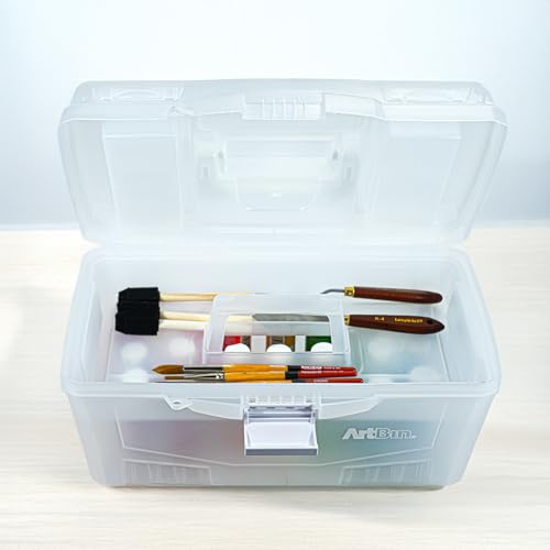 ArtBin Twin Top 17-Inch Craft Supply Box with Handle, Translucent