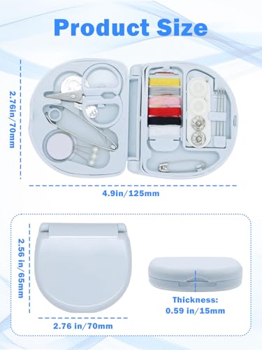 Mini Travel Sewing Kit,Small Size Emergency Sewing Kit with Buttons,Threads,Scissors,Needles Portable DIY Supplies Sewing Repair Kits with Plastic Box for Beginner(Blue) - color: Blue