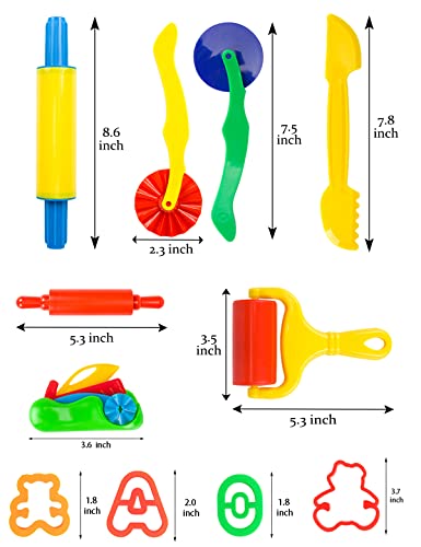 Letter Molds Tools Set for Kids 69Pcs Accessories, Rollers and Cutters, Numeral Various Plastic Animal Molds and Art Clay Tools for Creative Cutting - color: #09-69PCS