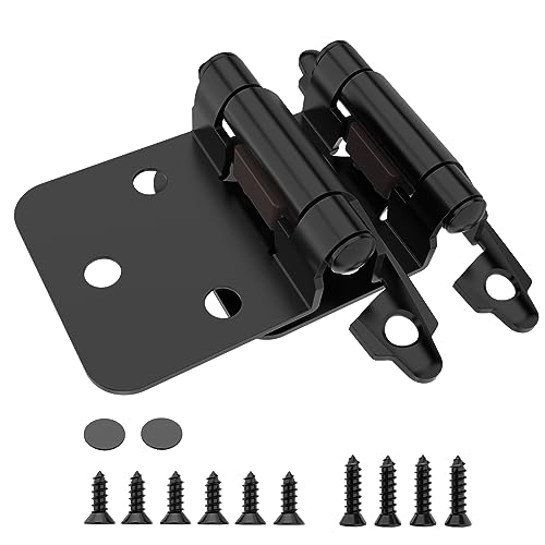 Chibery 1/2" Overlay Cabinet Hinges, 10 Pack Self Closing Flush Mount Hinges with Door Bumper, Variable Decorative Hardware for Bathroom, Furniture, Kitchen Cabinet Doors, Matte Black - color: Matte Black
