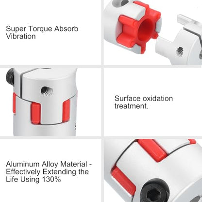 uxcell D30 L35 12mm to 14mm Flexible Plum Shaft Coupling Aluminum Motor Connector Flexible Spider Coupler for 3D Printer CNC Machine and Servo Stepper Motor (Silver Tone/Red)