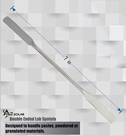 A2Z-SQRD4-7 Stainless Steel Double Ended Micro Lab Spatula Sampler, Square & Round End, 7" Length, 4/Pack