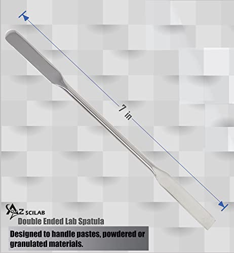 A2Z-SQRD4-7 Stainless Steel Double Ended Micro Lab Spatula Sampler, Square & Round End, 7" Length, 4/Pack