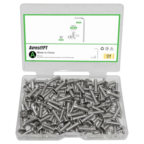 120Pcs M4x16mm Stainless Steel Flat Head Socket Cap Screws, Full Thread Allen Drive Countersunk Bolts, Bright Finish, Ideal for DIY & Home Repair - size: M4x16