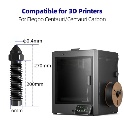 IdeaFormer-3D 5Pcs 0.8mm Hardened Steel Centauri Nozzles Kit, 3D Printer Extruder Hotend Nozzle Accessories for Elegoo Centauri Carbon, Centauri Carbon 2, CC 2 - color: 5Pcs 0.8mm Hardened Steel Nozzles