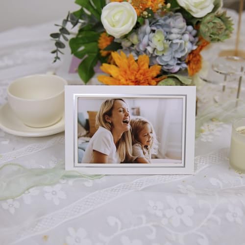50 Sets Photo Frame Cards with Envelopes 4x6 Paper Picture Frames Bulk - color: White with Silver Lining, size: 4X6