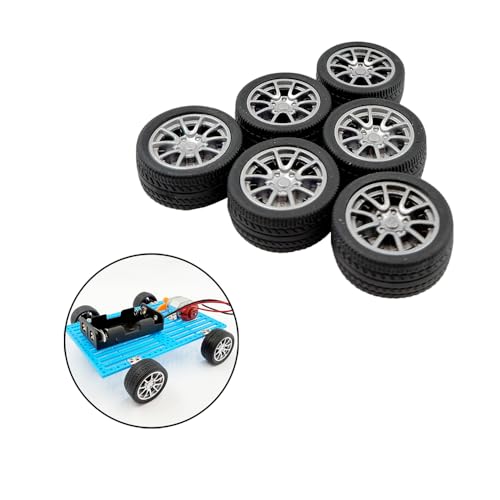 12PCS Toy Wheel RC Car Rubber Tire Wheel with Round Rod Shaft Axles for RC Car Truck Robot Boat Helicopter DIY Model Toy Building Project (2.5x25mm) - style: 2.5x25mm