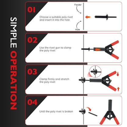 OTUAYAUTO 82Pcs Plastic Rivet Gun Set - size: 80Pcs 4 Sizes Clips