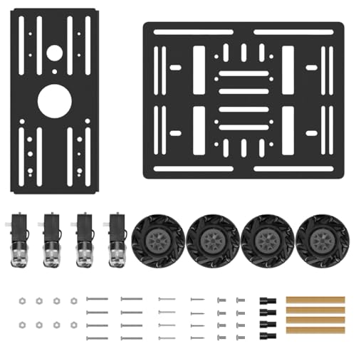 LewanSoul Mecanum Robot Chassis Car Kit with 360° Omnidirectional Wheel, Aluminum Alloy Frame, TT Motor, 66mm Omnidirectional Wheels, Robotic Moving Platform Robot Car DIY Kit (Unassembled)