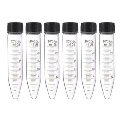 PATIKIL 25ml Centrifuge Tubes, 6 Pcs Glass Graduated Centrifuge Vials with Screw Cap Conical Bottom Test Tube Storage Container for Sample Laboratory Liquid - size: 25ml