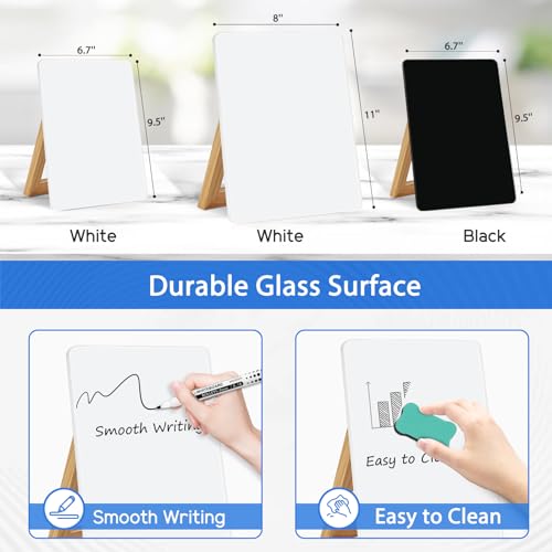 Desktop Glass Whiteboard, 9.5"x 6.7" Desk Dry Erase Board with Wood Stand - color: Stand-white a