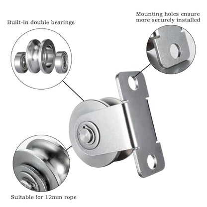 48mm Cable Pulley Wheel Wall Mount, Bearings Inside, Stainless Steel Rope Pulley for Pulley System, Sliding Gate 1Pcs - style: Pulley