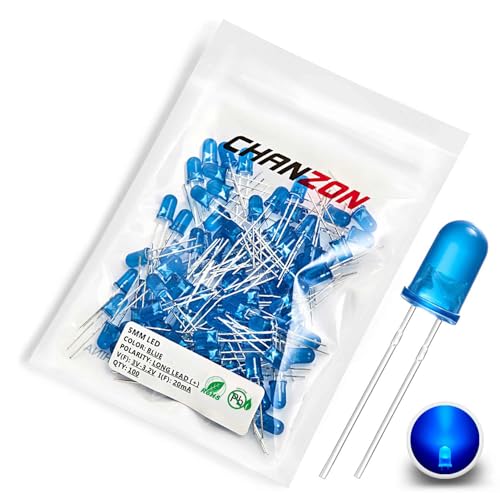 CHANZON 100 pcs 5mm Blue Diffused LED Diode Lights(DC 3V 20mA) - color: I) Blue-blue (100pcs)