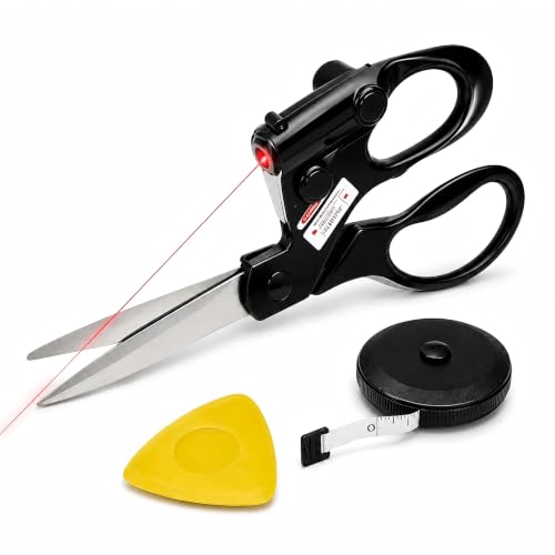 Laser Scissors Kit with Soft Tape Measure & Tailor Chalk Set, Laser Guided Scissors Sewing Guide for Fabric Cutting, Quilting, Dressmaking, Paper, Patterns & DIY Crafts