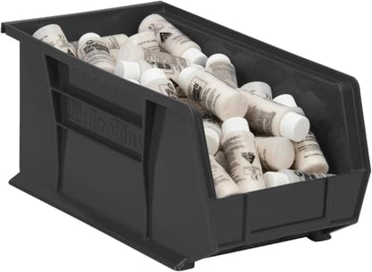 Akro-Mils - 30240BLACK 30240 AkroBins Plastic Storage Bin Hanging Stacking Containers, (15-Inch x 8-Inch x 7-Inch), Black, (12-Pack) - color: Black