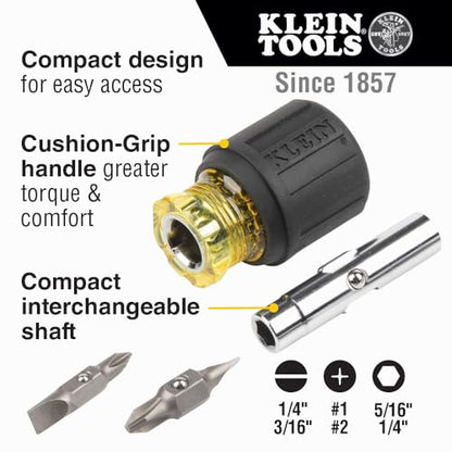 Klein Tools 80027 Screwdriver Set, 11-in-1 Multi-bit Screwdriver, 6-in-1 Stubby, Phillips, Slotted, Square, Torx Bits, 2-Piece - style: Screwdriver Kit