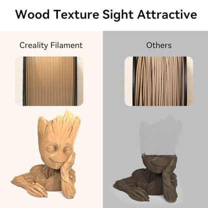 Creality 3D Printer Filament Wood PLA 1.75mm 2KG, Upgrade PLA+ Filament Strong Toughness No-Tangling Vacuum Packaging 3D Printing Filament Fit Most 3D Printers - color: Pla-2*1kg Wood
