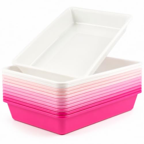 Defresit 12 Pcs Letter Size Flat Storage Paper Trays for Classroom - color: Pink Gradient