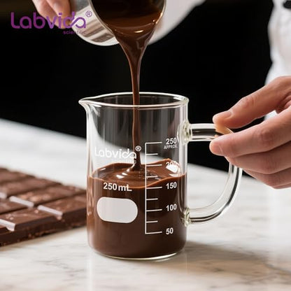 2pcs Beakers with Handle, 500ml, 3.3 Borosilicate Glass, Griffin Low Form Beaker Mug with Printed Graduation, LVAT001 - color: 2PCS of Vol. 500ml