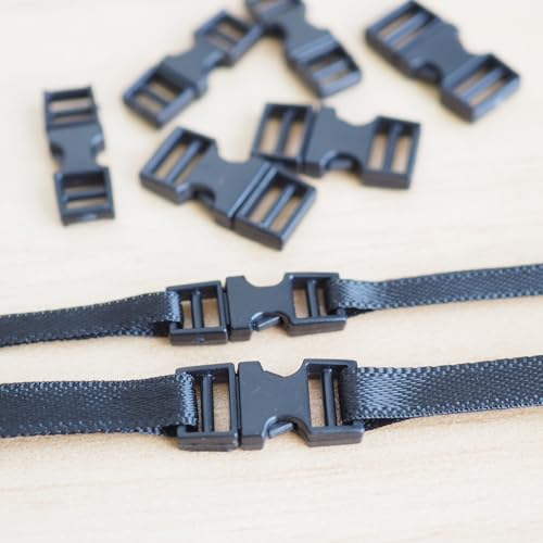 50PCS Mini Plastic Contoured Side Release Buckles for DIY Handmade Tiny Clothes Sewing Mini project production - size: Internal width 6mm