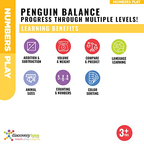 Discovery Toys Penguin Balance | Kindergarten Balance Math Game | Balance Counting Toys | Learning Stem Montessori Toys Educational w/Penguin Scale, Cards, Balancing Numbers for Kids