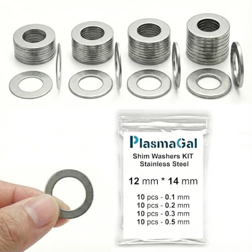 12x14mm Shim Washers M12x14 RC Stainless Steel 40pc 0.1-0.5mm - size: 12x14