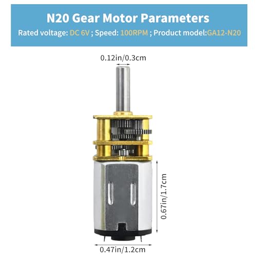 VIKKSAER 3Pcs DC 6V 100RPM 6mm N20 Singel Shafts High Torque Speed Reduction Motor with Metal Gearbox, Mini Metal Gearwheel Gear Motor, Micro Motor for DIY RC Toys