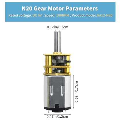 VIKKSAER 3Pcs DC 6V 100RPM 6mm N20 Singel Shafts High Torque Speed Reduction Motor with Metal Gearbox, Mini Metal Gearwheel Gear Motor, Micro Motor for DIY RC Toys