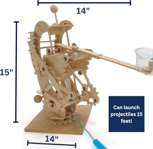 PATHFINDERS STEM Kit – Hydraulic Gearbot | Wooden Robot Building Kit with Gears, Levers & Catapult Launcher | Engineering Toy for Kids Age 8-12 | STEM Gift for Boys & Girls