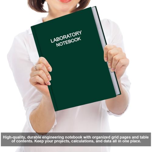 Lab Notebook/Laboratory Notebook - (.25" Grid Format), Laboratory Notebook Quad Ruled Science Lab Book with Grid Pages: Table of Contents for Chemistry, Physics, Biology, 8" x 10", Green - style: Green