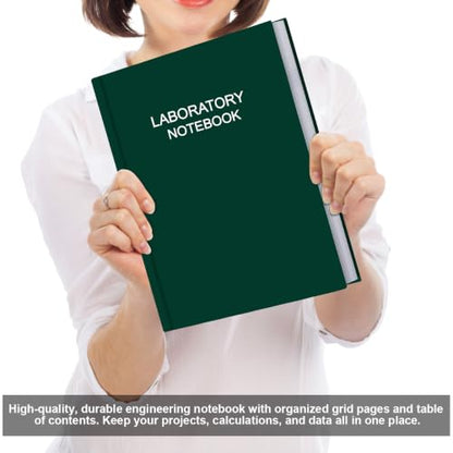 Lab Notebook/Laboratory Notebook - (.25" Grid Format), Laboratory Notebook Quad Ruled Science Lab Book with Grid Pages: Table of Contents for Chemistry, Physics, Biology, 8" x 10", Green - style: Green