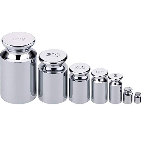 7 PCS Calibration Weights, Scale Weight Set 1g 2g 5g 10g 20g 50g 100g, Carbon Steel Small Weight for Digital Scale, Gram Scale Balance, Jewelry Scale (Silver) - size: Compact