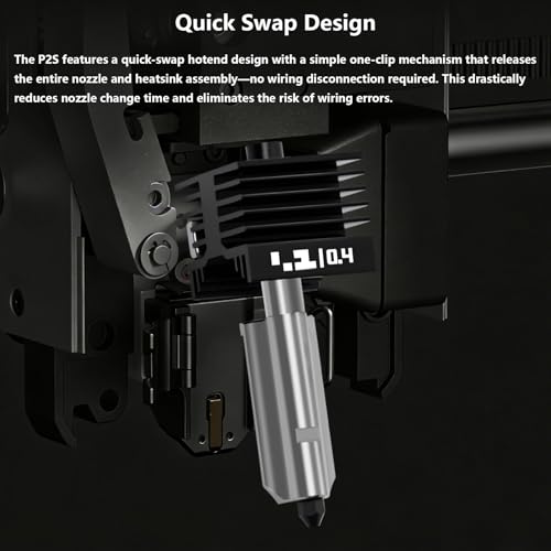 Upgrade 0.4mm P2S, X2D Hotend Kit, 3D Printer Print Head Hot End Heating Block Kit with 0.4mm Removable Hardened Steel Nozzle for Bambu Lab H2S, H2D, H2C, A1/A1 Mini - size: 0.4mm