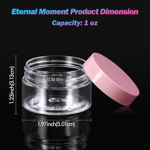 Eternal Moment 36 Pack 1 OZ Plastic Jars Clear Cosmetic Container with Lids - color: Pink Lid, size: 1 Ounce