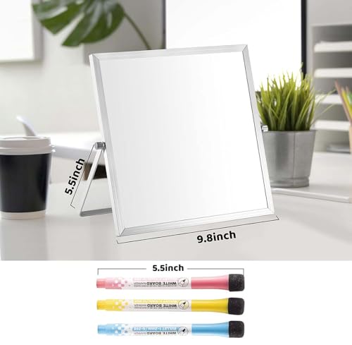 Small Dry Erase Board, 10" X 10" Small Whiteboard with Stand, Portable Magnetic Tabletop Erase Board for Kids Drawing, Desktop for Students Kids Home Office