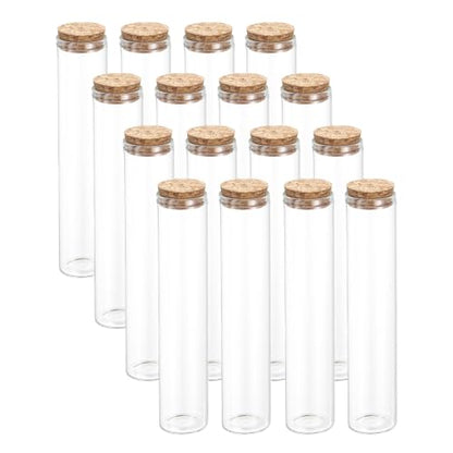PATIKIL 80ml Glass Test Tubes with Caps Cork Stopper, 16 Pcs, 30x150MM - size: 80ml