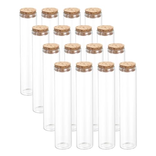PATIKIL 80ml Glass Test Tubes with Caps Cork Stopper, 16 Pcs, 30x150MM - size: 80ml