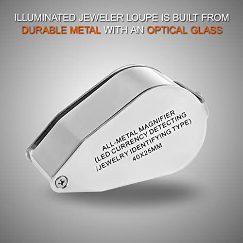 KINGMAS 40X Jewelers Loupe, LED Light Illuminated Folding Magnifying