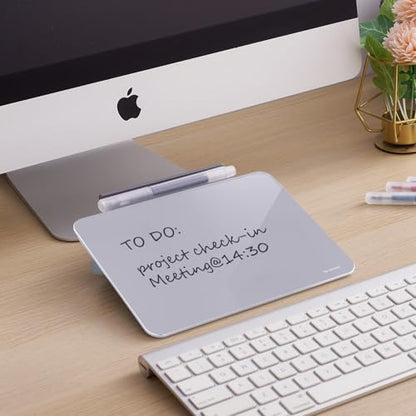 Small Desktop Glass Dry-Erase Whiteboard - 8 X 6 Inches Tabletop Easel Whiteboard with Stand, Desk Board Buddy for Artist, Teacher and Student - color: 8 X 6 Inches - Gray