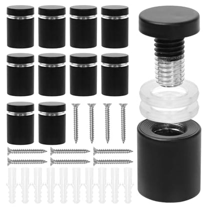 10 Pack Standoff Screws,Black Sign Standoff Wall Mounts for Acrylic Hanging Picture Frame,Stainless Steel Advertising Screws Kit(3/4 x 1 Inch)