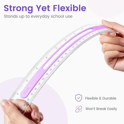 Sooez 6 Pack Ruler 12 Inch, Anti-Slip Clear Rulers for Kids School, Pastels - color: Pastels Style, size: 6 Pack
