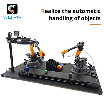 wlkata Mirobot 6DoF Mini Industrial Robot Arm Professional Kit Plus Conveyor Belt Set Programmable Robot Arm Light Professional Desktop Robot Arm Plus Conveyor Belt Set for K12 Or 3D Printer