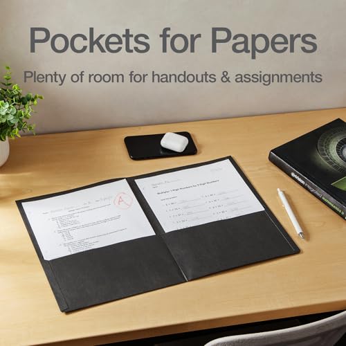 Oxford 2 Pocket Folders, 50 Pack, Black, School & Classroom Value Pack - color: Black