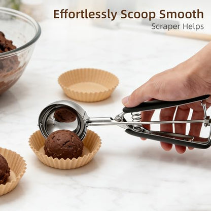 Large Ice Cream Scoop 65MM, Trigger Release Stainless Steel Cookie Scoop, Portion Scoop 2.82 oz/80ml, Commercial Food Disher, for Portion Control, Cookie Dough, Cupcake Batter (5.3 Tablespoon) - size: 5.3 tbsp