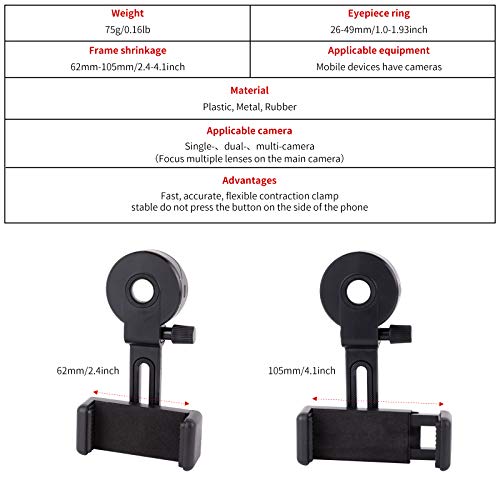 Universal Cell Phone Photography Adapter- LUXUN Smart Phone Adapter Mount-Quick Smartphone Adapter Holder Clip Bracket for Binoculars Telescope Monocular Spotting Scope Microscope Accessories