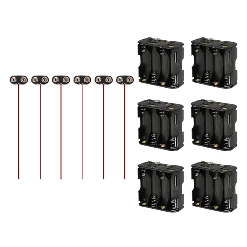 MECCANIXITY 6Pcs 8 x 1.5V AA Battery Holder with 9V T Type Snap Connector