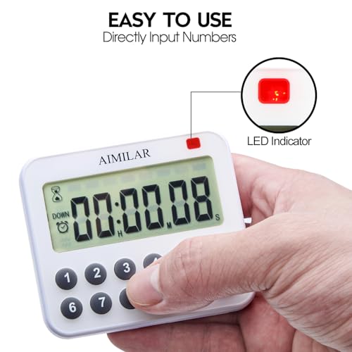 AIMILAR Magnetic Digital Kitchen Timer with Direct Numerical Keypad, Loud Alarm - 99Hr Countdown Count Up Timer for Cooking Baking Classroom, Batteries Included - color: Purple-1
