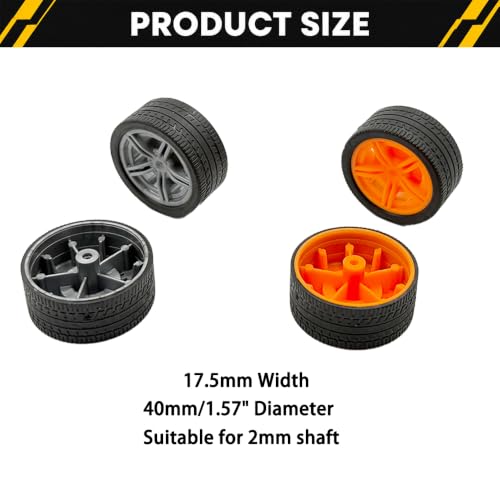 10PCS Toy Car Wheel Model Car Rubber Tire Wheel with 5PCS Round Shaft Axles for for RC Car Truck Robot Boat Helicopter DIY Model Toy Building Part (Silver) - color: Silver